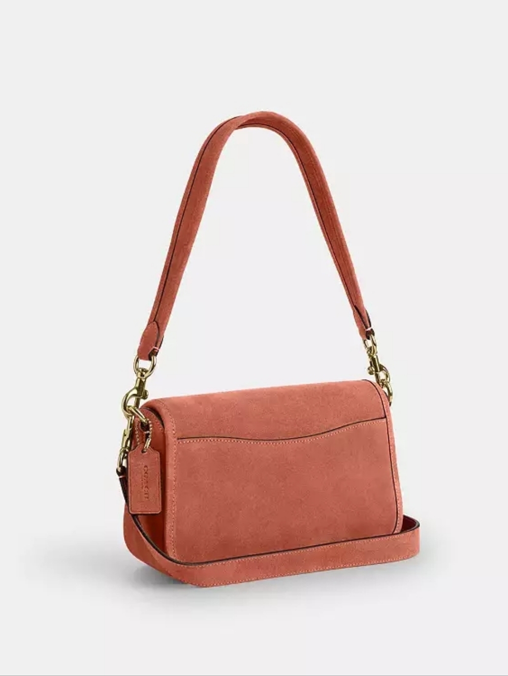 Coach Hadley Suede Shoulder Bag Crossbody Sienna Gold Turnlock NWT - Picture 6 of 8